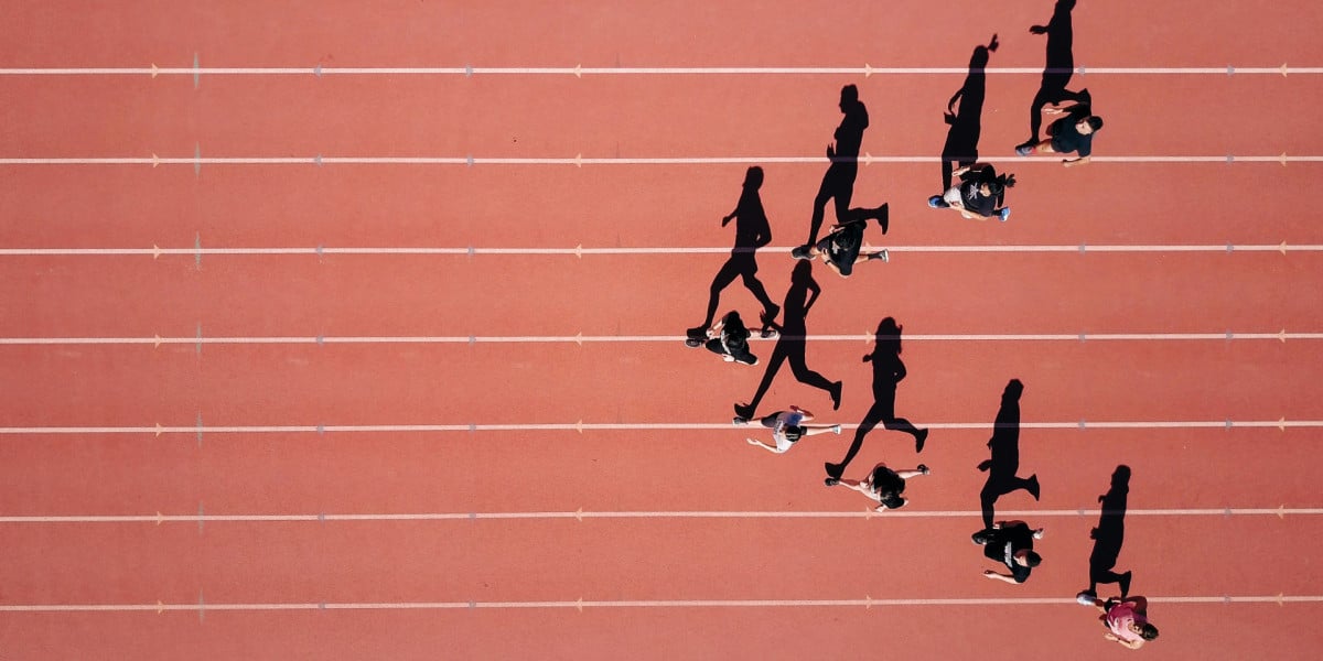 Athletes on a running track